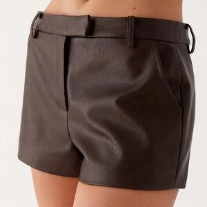 Peppermayo Francisco Brown Leather Shorts